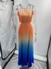 2025 European & American Gradient Sleeveless Backless Pleated Dress