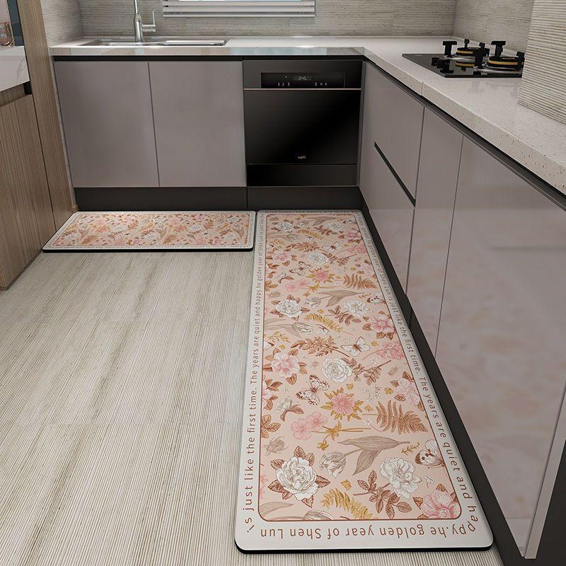 Super Absorbent Kitchen Floor Mat Diatom Mud Pad Bath Pad Anti-Slip Carpet Kitchen Mats Wipeable Wash Long Strip Carpet