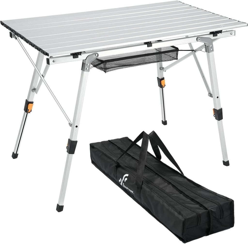 Sportneer Aluminum Folding Camping Adjustable with Storage Perfect for Cherry Blossom and the Silver Table, Compact, Height, Roll-Up Table,