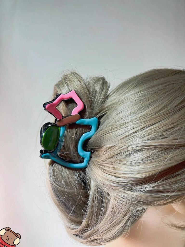 Korejská kreslená sponka do vlasů pes žralok: Štěněcí klip v kombinovaných barvách pro účesy vyčesané nahoru