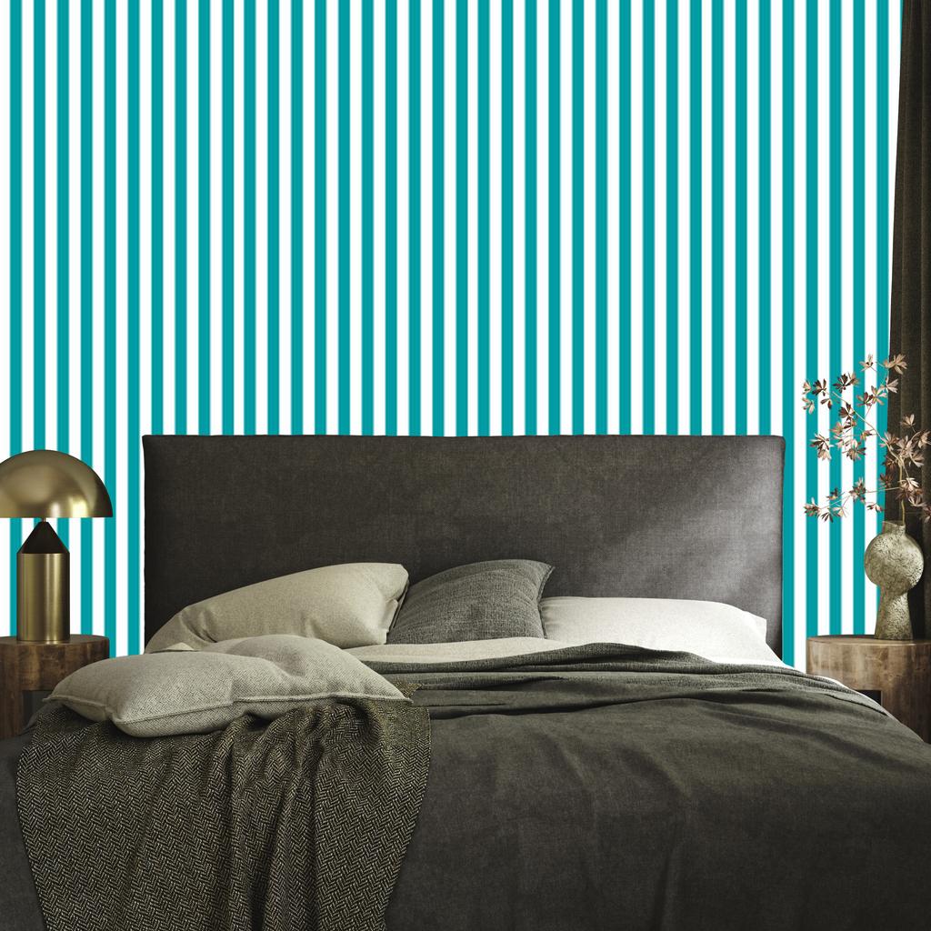 Wallpaper Stripes Turquoise, Center Turquoise for Living Room and Bedroom 50x1000