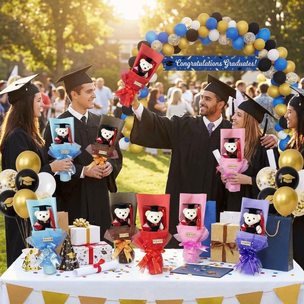 Animal Graduation Bear Bouquet Simulated Stuffed Simulated Bear Plush Toy Bouquet  Birthday