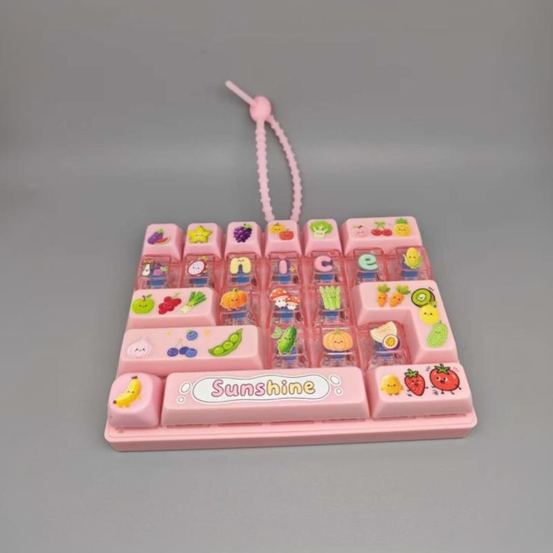 Creative 26 Keys Keyboard Stress Relief Toy Cute Cartoon Fidget Keychain Backpack Pendant for All Ages