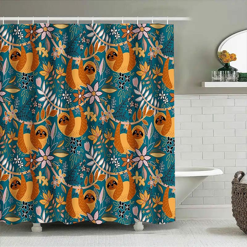 Botanical Shower Curtain Tropical Leaves Pattern Bathroom Decor Nature Greenery Plant Theme Waterproof Fabric Modern Farmhouse S