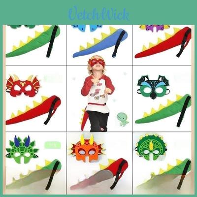 Nieuwe dinosaurusstaart en masker set voor kinderen, voor creatief cosplayplezier en om de fantasie de vrije loop te laten.