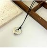 Fashion Spiral Heart-Shaped Pendant Necklace for Women Adjustable Long Black Wax Rope Clavicle Chain Charm Couple Birthday Gift