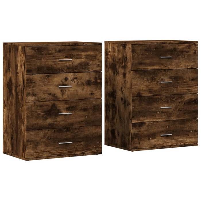 VidaXL Buffets 2 Pcs Smoked Oak 60x39x80 Cm Engineered Wood, Storage Cabinet, Entryway Furniture, Accent Furniture, 3276627