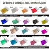 Blattgoldpapier: 20 Farben, je 5 Blatt, insgesamt 100 Blatt für Basteln, Wanddekoration, Malen und Hintergründe.