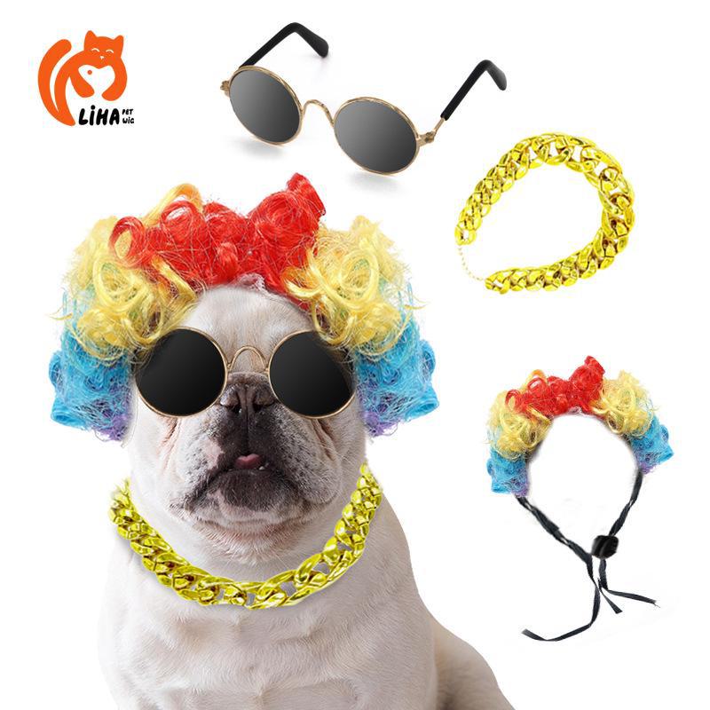 

Парики для домашних животных: Накладные волосы для собак и кошек, аксессуары на Хэллоуин, кудрявые и прямые прически