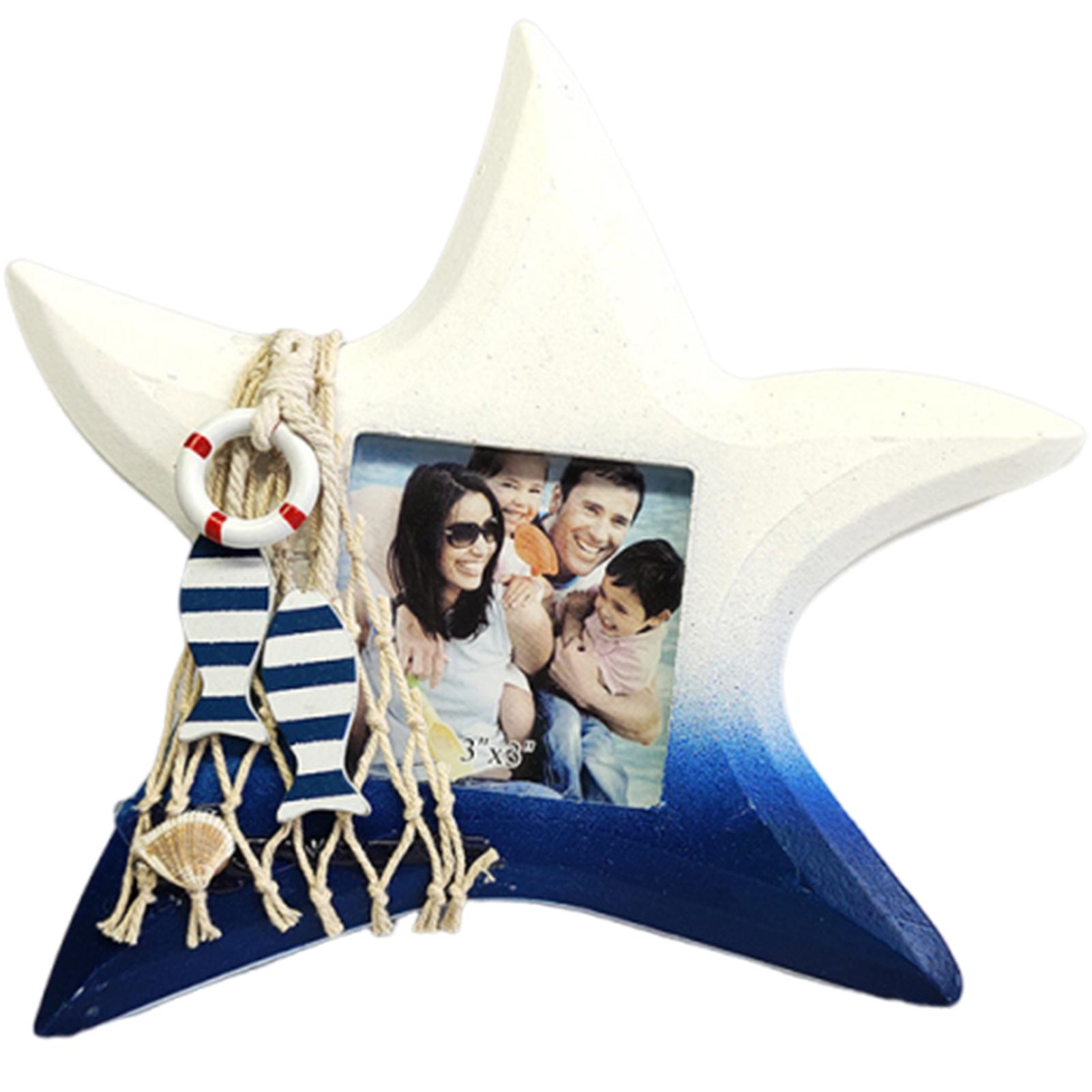 

Винтажная фоторамка из цельного дерева, уникальная фоторамка для украшения стола в общежитии Fish синий