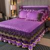 Crystal Velvet Princess Wedding Bedding Thicken Soft Bedspreads Lace Embroidered Bed Skirt Mattress Cover Pillowcases