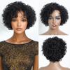Women Synthetic Black Wigs With Bangs Short Curly Wigs for Daily Cosplay Natural Fluffy Hair Heat Resistant Fiber