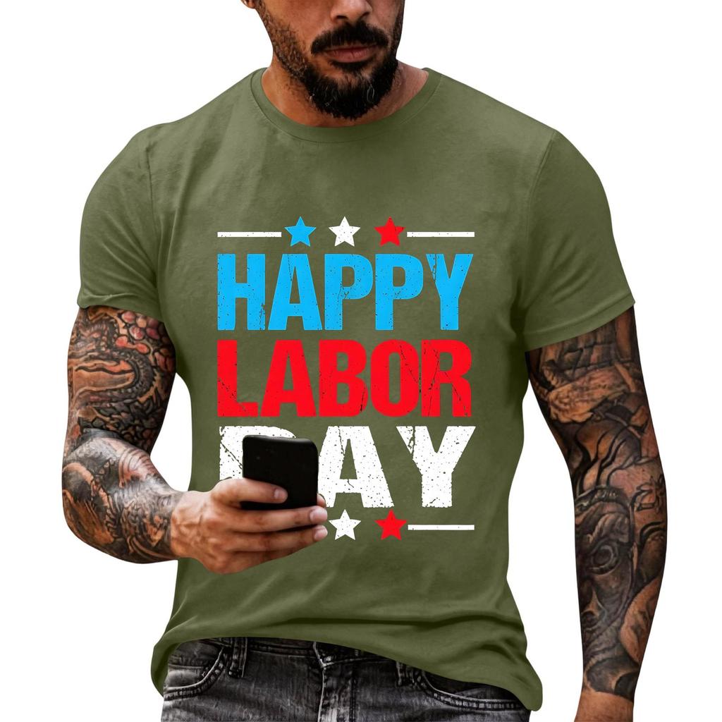 Men's Casual Loose Fit Short Sleeve T-Shirt Crew Neck Printed Graphic Tee Summer Top for Everyday Wear