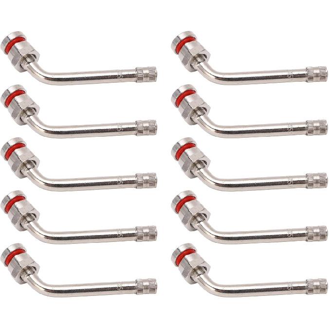 Ejoyous Truck Tire Valve Stem, 10Pcs 60 Degree Bend Automotive Tyre Valve Stems Fit for 22.5in 24.5in Aluminum Wheels, Replace TR545D
