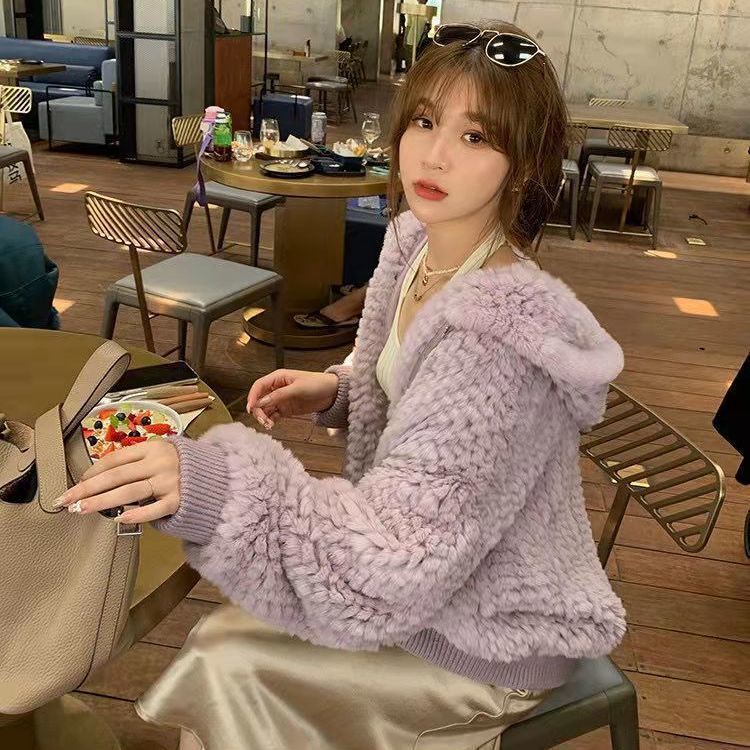Imitation Fur Jacket Women's Autumn and Winter Rex Rabbit Fur Coat Thickened Loose Short Plush
