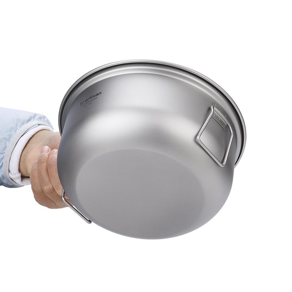 Titanium Steamer Stockpot Set with Lid Outdoor Camping Soup Steaming Pot Pan Mess Kit