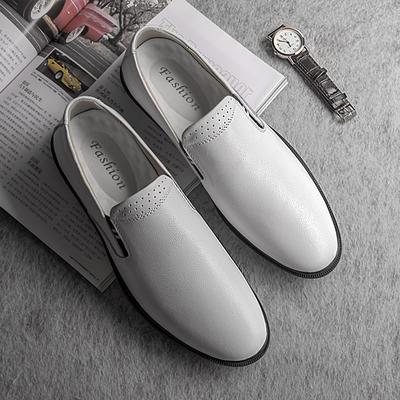 Hochwertige Marken Herren Pendel-Arbeitsschuhe Outdoor Fahrschuhe Echtes Leder Freizeitschuhe für Herren Modisch Weiß