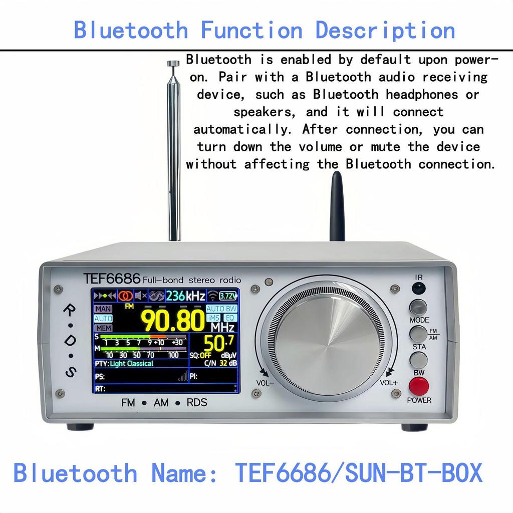 TEF6686 High-Sensitivity Desktop Stereo Radio with Infrared Remote Control