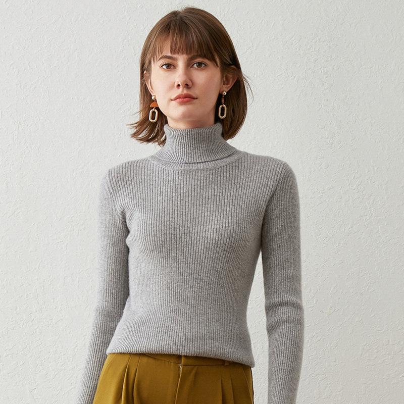 Turtleneck female slim-fitting strips autumn and winter new long-sleeved inner pullover sweater bottoming shirt lapel