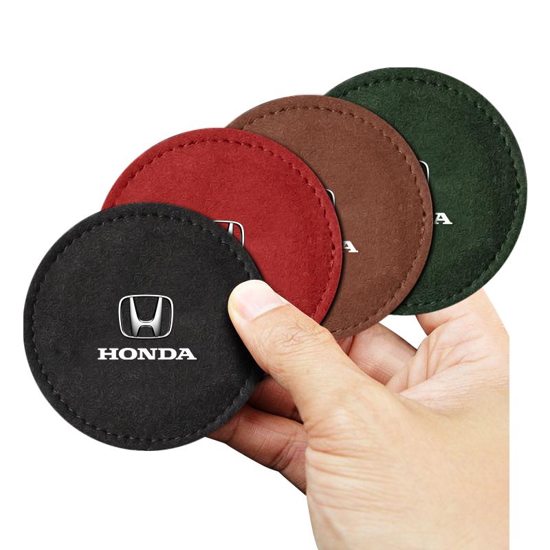 1/2Pcs Car Cup Holder Pad PU Leather Slot Non-slip Coaster Mat For Honda Fit Mugen Insight Type S R VTEC DOHC Modulo Vezel Legend RR Si