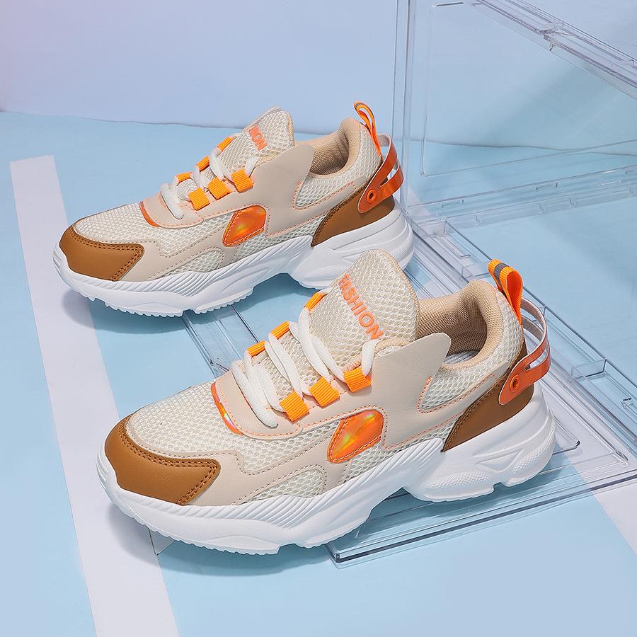Women's shoes new breathable mesh casual sports mesh shoes women's running heightening little white dad trendy shoes
