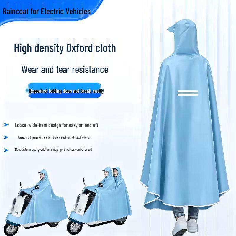 XL Electric Vehicle Raincoat: Anti-Downpour, Full Body Cover for Single/Double Riders, Pedal Motorbike Use