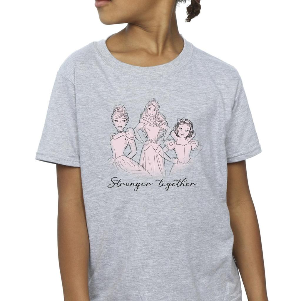 Disney Girls Princesses Stronger Together Cotton T-Shirt