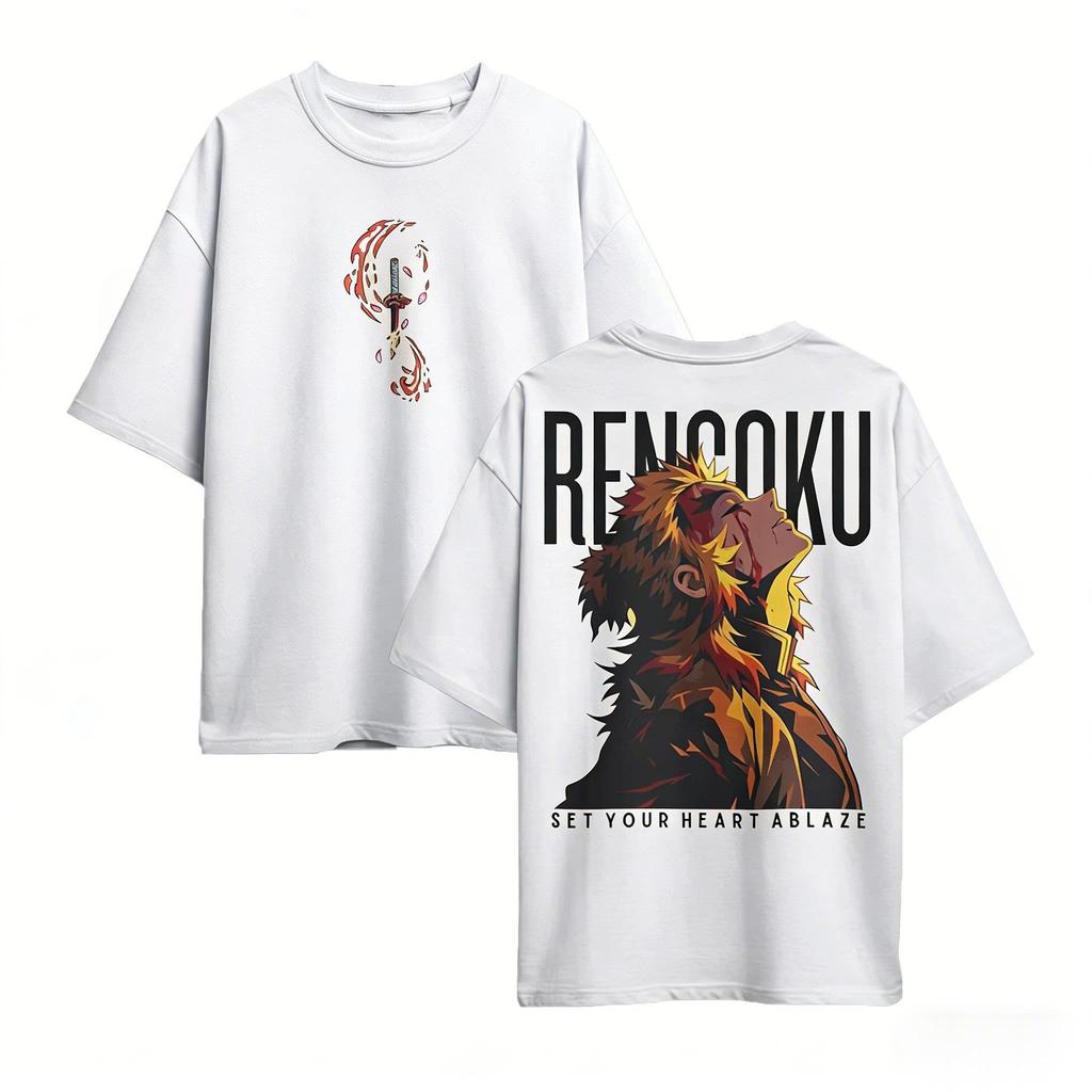 Demon Slayer Rengoku Anime T Shirt Unisex Women pure Cotton Short Sleeve 2026 New Summer Casual Graphic Tee Streetwear Cosplay