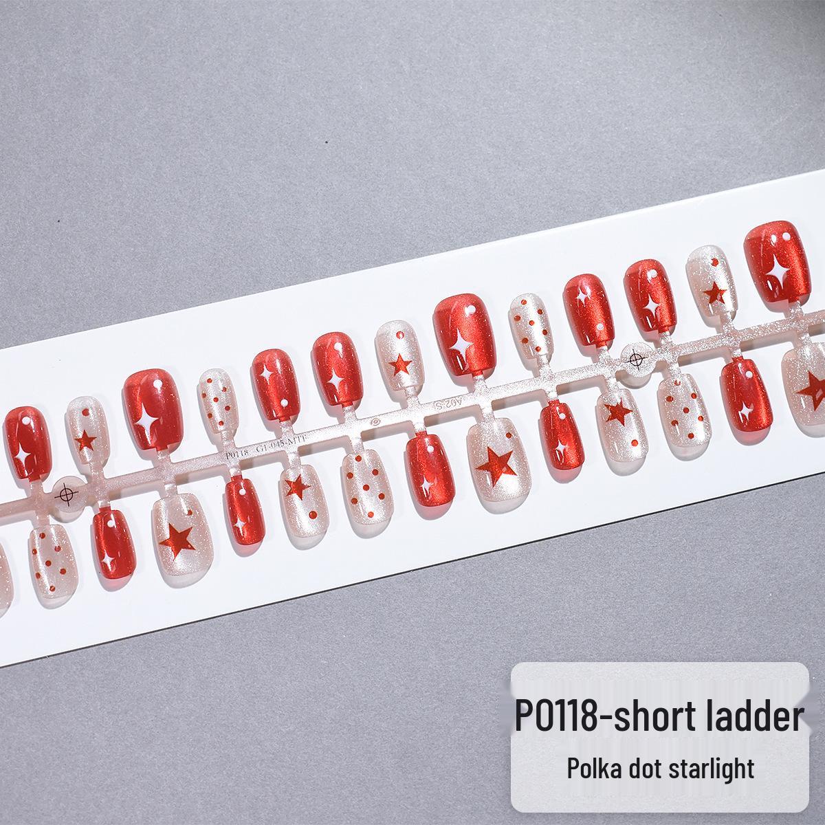 

Набор из 30 штук новогодних накладных ногтей «кошачий глаз» в горошек «звездный свет»