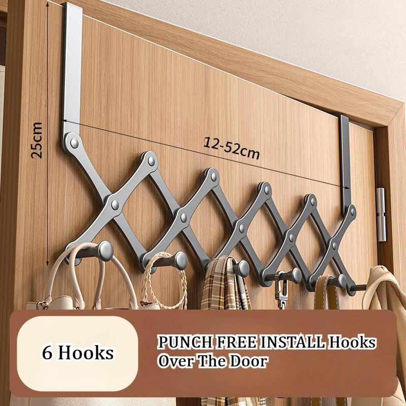 Scalable Hook Behind The Door Carbon Steel No Punching Required Cabinet Coat Hook Waterproof Wear-resisting Bedroom Storage Rack