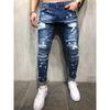 Fashion Men Straight Denim Hole Pants Slim Casual Hip Hop Style Jeans