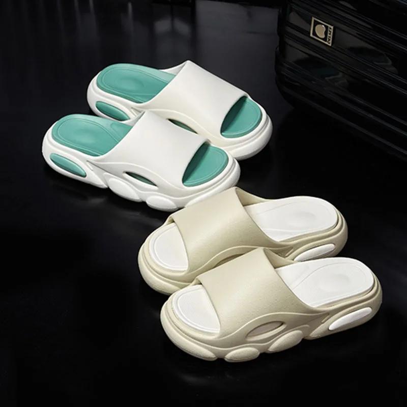Fashion New Men Summer Slippers Thick Sole House Non-slip Bathroom Shower Slides Outdoor Soft Cloud Fashion Beach Shoe Flip-flop