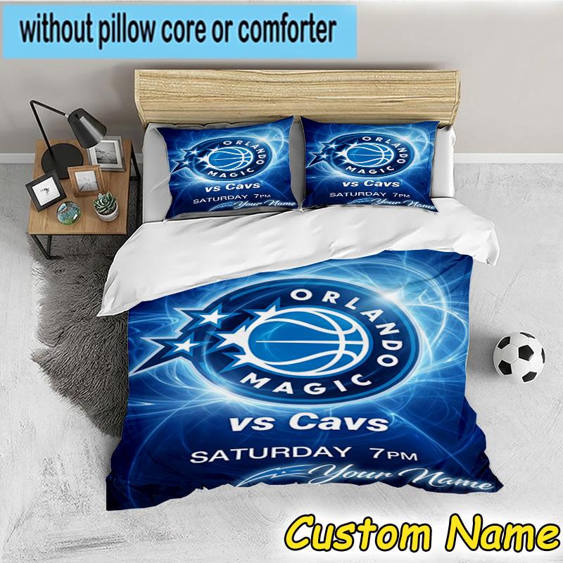 3pcs Custom Name basketball Orlando Logo Bedding Set Includes 1 Duvet Cover & 2 Pillowcases for All Seasons Dormitory Home Decor Christmas gifts