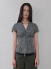 ORDINARY HOLIDAY Check Shirring Shirts [Black]