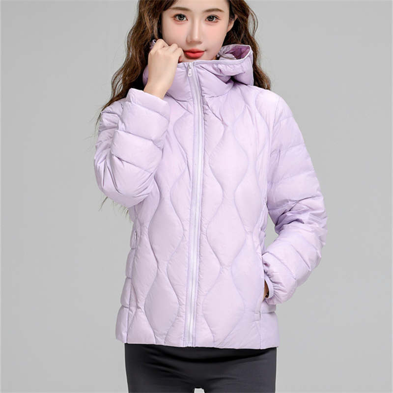 Lightweight Down Jacket Women's Short Hooded Autumn And Winter Slim Fit Versatile Long Sleeved White Duck Down Warm Jacket