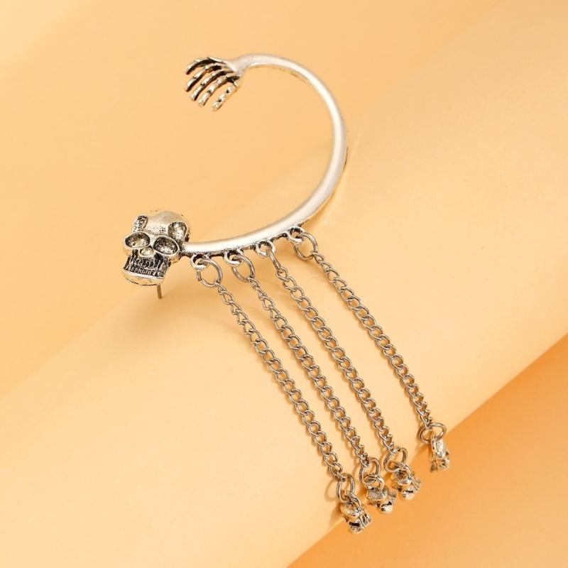 Unique Skull Tassels Earring Fashion Dangle Ear Cuff Comfortable Ear Jewelry Alloy Texture Suitable for Party Wear