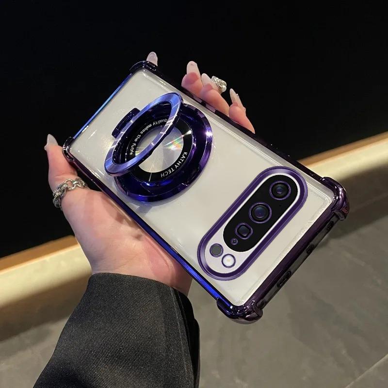 

Для чехла Pixel9 Роскошный гальванизированный чехол-подставка Противоударный прозрачный чехол для Google Pixel 9A 9Pro 9ProXl For Pixel 9Pro Xl фиолетовый