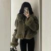 Fur integrated suede short jacket women's autumn and winter feeling loose thickened locomotive jacket top
