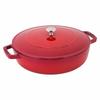 Staub Braiser Saut? Pan, 28cm, Cherry/Red, 12612806, Induction Compatible, Enamel, Double-Handled, Stylish, Insulated, Braiser with Chistera Drop - St