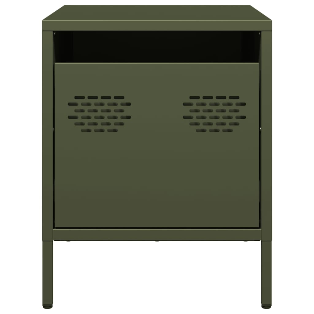Vidaxl Bedside Table, Olive Green, 35X39X43.5 Cm, Steel