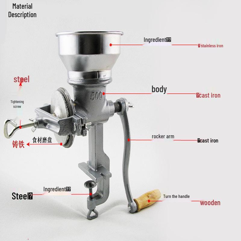 Manual 500-Type Household Grain Grinder: Corn Crusher Mill for Small-Scale Use