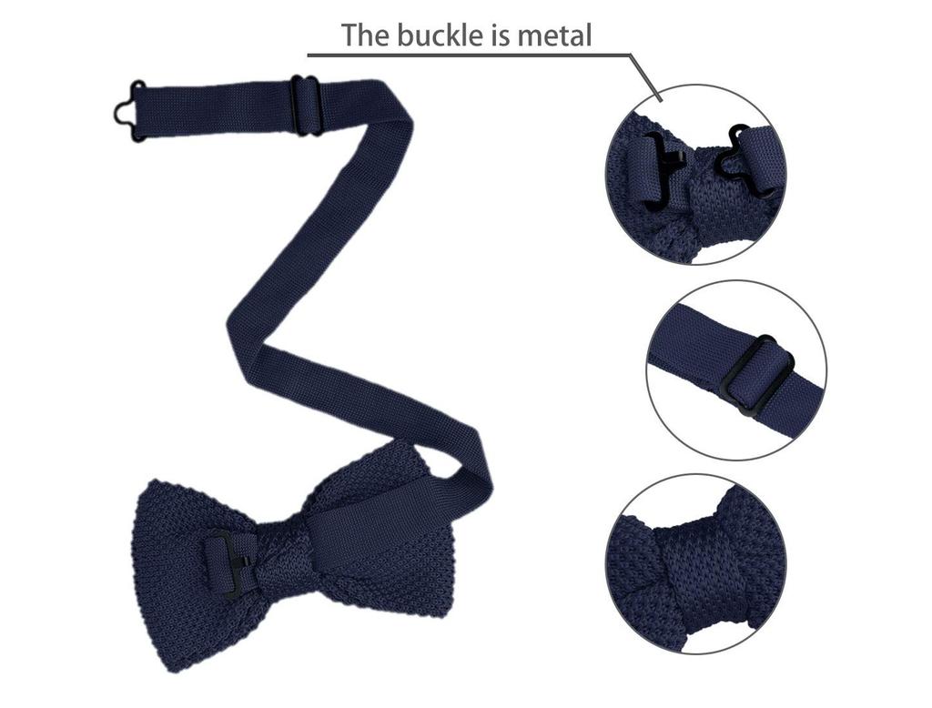 [Allegra K] Knit Bow Tie, Adjustable, for Weddings, Graduations, Men's & Women's, Navy Blue, 6 X 11 Cm