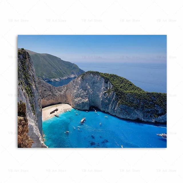 Santorini Griechenland Amorgos Insel Reise Milos Bucht Druck Kunst Leinwand Poster Für Wohnzimmer Dekoration Heim Wandbild