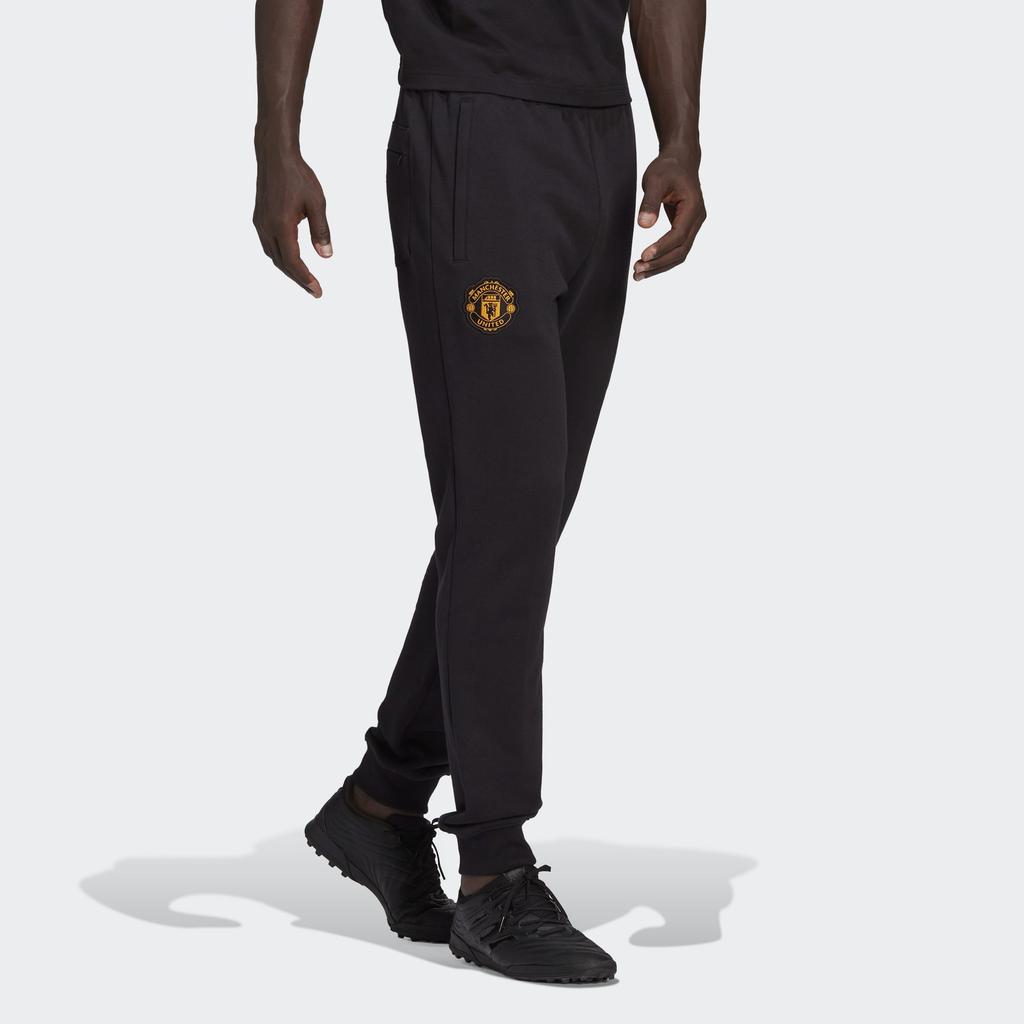 Adidas Manchester United Knitted Sweatpants Men's Black Moderate Cuffed Pants H63997