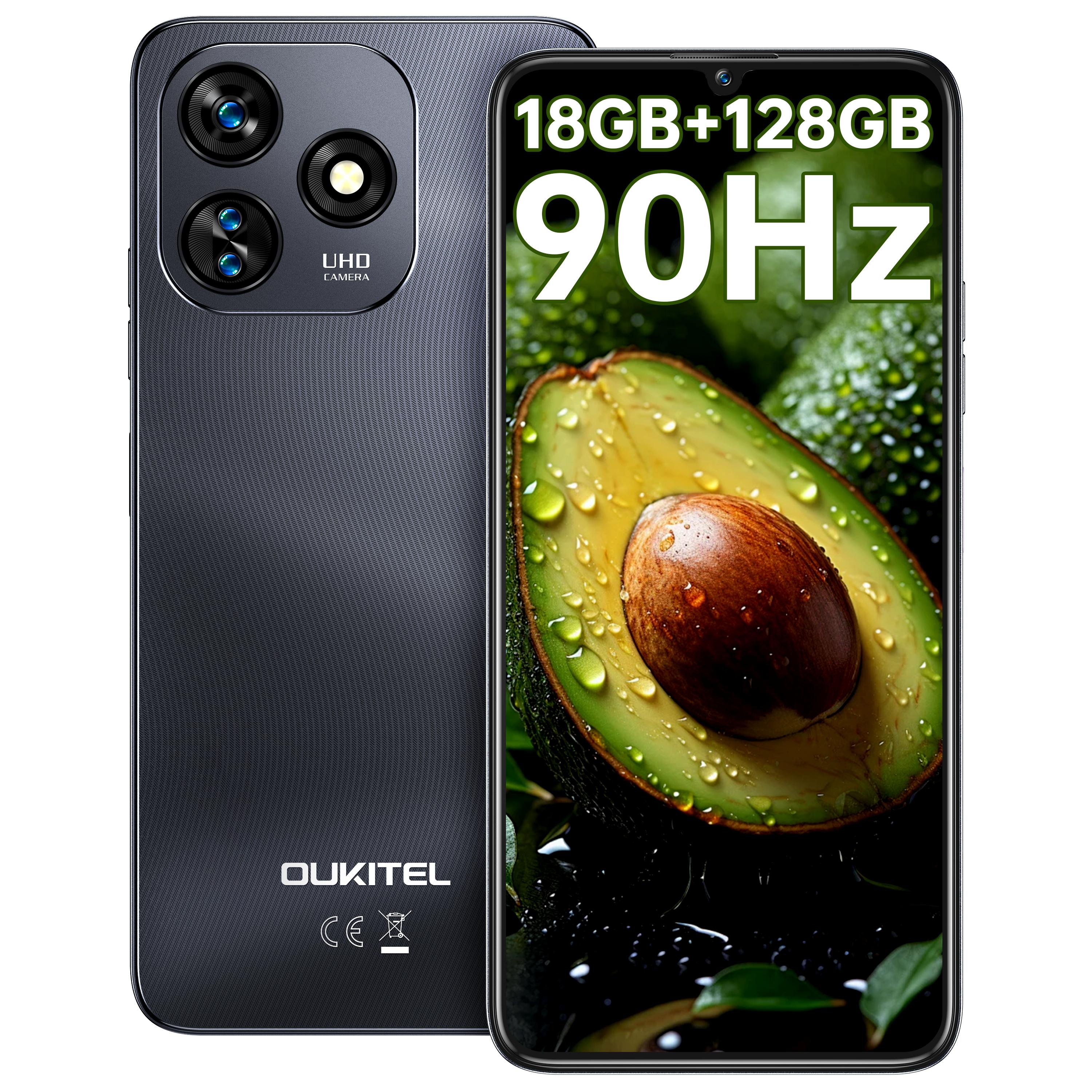 Teléfonos inteligentes OUKITEL C51, Android 13, 18 GB de RAM + 128 GB de ROM, teléfono inteligente Dual Sim, cámara de 13 MP + 5 MP, pantalla HD + de 6,8 , 5150 mAh, Face ID / GPS / negro