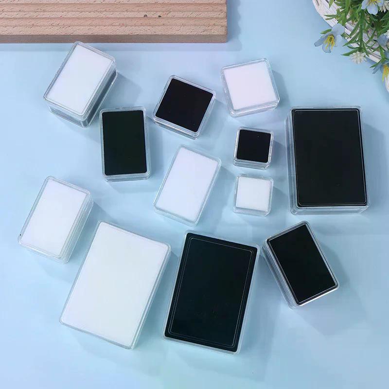 Transparent Diamond Jewelry Display Box With Foam Pad Bare Stone Gem Storage Container Case Glass Beads Organizer Packaging Box