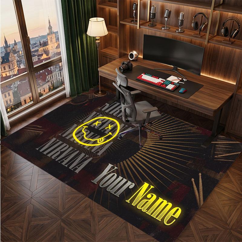 Nirvana Personalized Crystal Velvet Carpet, Customized Name Text Soft Anti‑Slip Rug for Living Room Bedroom