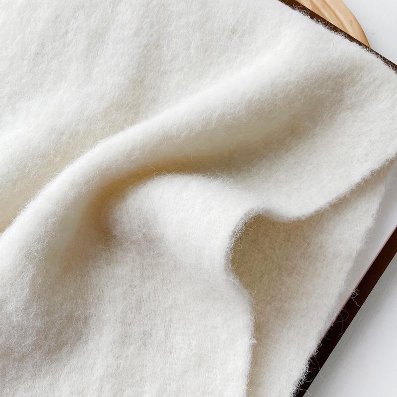 Solid color mohair scarf women's versatile high-end sense thickened warm white wool scarf scarf shawl