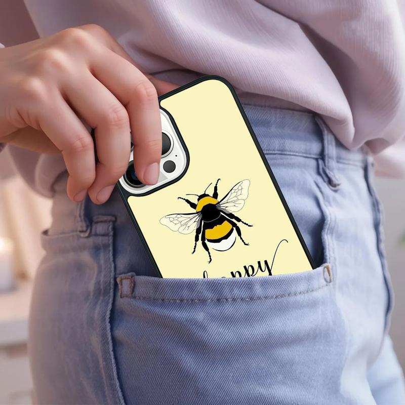 Bee-Happy Phone Case For iPhone 17 Air 15 16e 14 13 Pro Max Coque 12 11 Pro Max PLUS cover