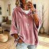 Women's 3/4 Sleeve Velvet Hoodie Color Casual Pullover Top